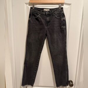 Free People Straight Leg Jeans w/ Frayed Hem